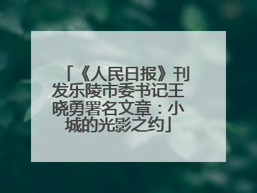 《人民日报》刊发乐陵市委书记王晓勇署名文章：小城的光影之约