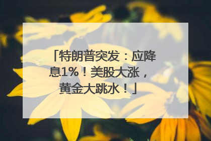特朗普突发：应降息1%！美股大涨，黄金大跳水！