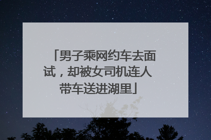 男子乘网约车去面试，却被女司机连人带车送进湖里