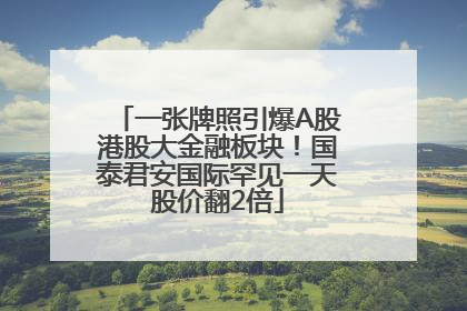 一张牌照引爆A股港股大金融板块！国泰君安国际罕见一天股价翻2倍