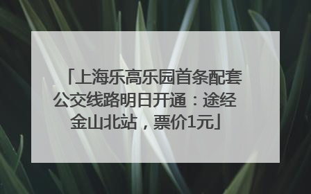 上海乐高乐园首条配套公交线路明日开通：途经金山北站，票价1元