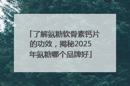 了解氨糖软骨素钙片的功效，揭秘2025年氨糖哪个品牌好