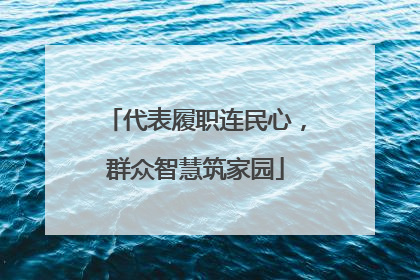 代表履职连民心，群众智慧筑家园