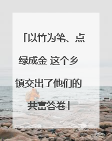 以竹为笔、点绿成金 这个乡镇交出了他们的共富答卷
