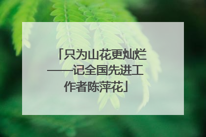 只为山花更灿烂——记全国先进工作者陈萍花