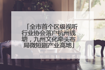 全市首个区级视听行业协会落户杭州钱塘，九州文化牵头布局微短剧产业高地
