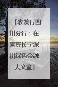农发行四川分行：在宜宾长宁深耕绿色金融大文章