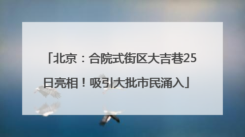北京：合院式街区大吉巷25日亮相！吸引大批市民涌入
