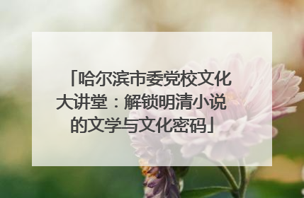 哈尔滨市委党校文化大讲堂：解锁明清小说的文学与文化密码