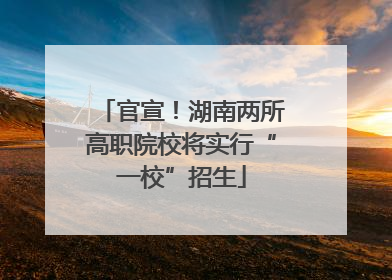 官宣！湖南两所高职院校将实行“一校”招生