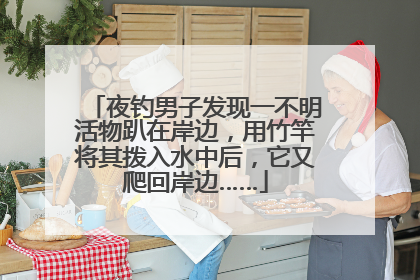夜钓男子发现一不明活物趴在岸边，用竹竿将其拨入水中后，它又爬回岸边……