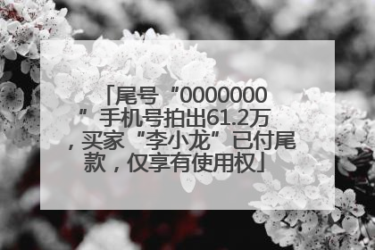 尾号“0000000”手机号拍出61.2万，买家“李小龙”已付尾款，仅享有使用权