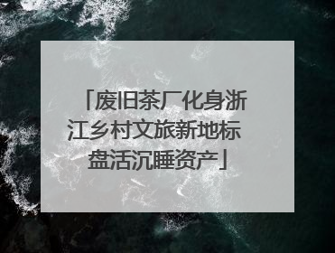 废旧茶厂化身浙江乡村文旅新地标 盘活沉睡资产