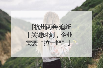 杭州两会·追新丨关键时刻，企业需要“拉一把”