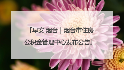 早安 烟台｜烟台市住房公积金管理中心发布公告
