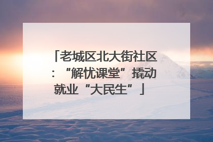 老城区北大街社区：“解忧课堂”撬动就业“大民生”