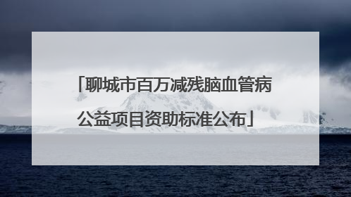 聊城市百万减残脑血管病公益项目资助标准公布