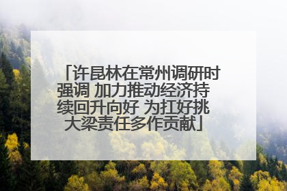 许昆林在常州调研时强调 加力推动经济持续回升向好 为扛好挑大梁责任多作贡献
