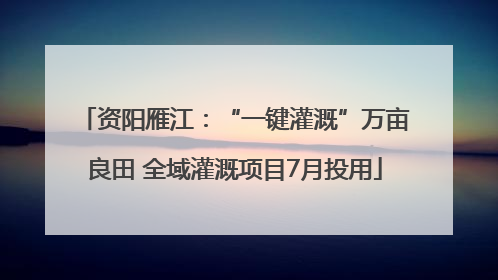 资阳雁江：“一键灌溉”万亩良田 全域灌溉项目7月投用
