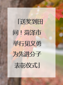 送奖到田间！菏泽市举行见义勇为先进分子表彰仪式