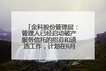 金科股份管理层：管理人已经启动破产服务信托的招募和遴选工作，计划在6月初召开评审会