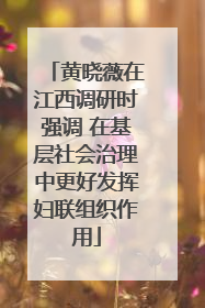 黄晓薇在江西调研时强调 在基层社会治理中更好发挥妇联组织作用