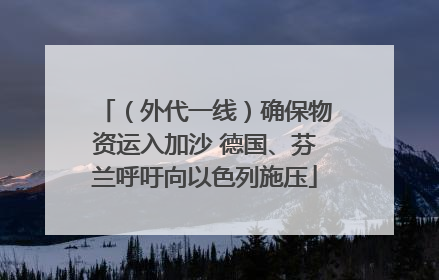 （外代一线）确保物资运入加沙 德国、芬兰呼吁向以色列施压