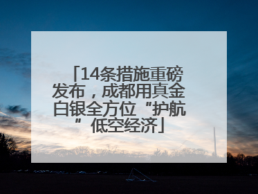 14条措施重磅发布，成都用真金白银全方位“护航”低空经济