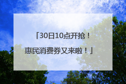 30日10点开抢！惠民消费券又来啦！